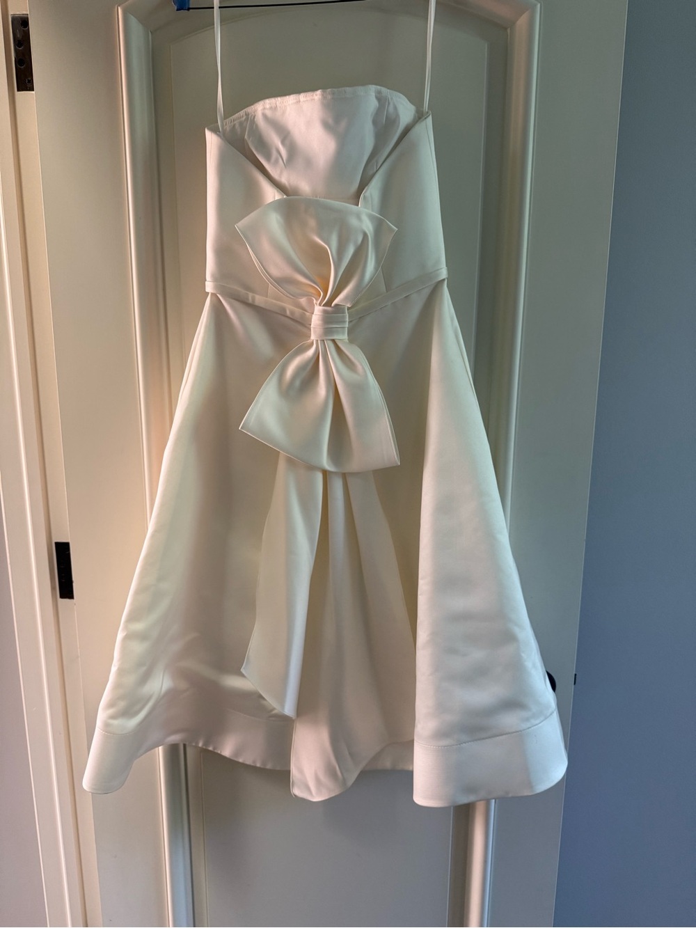 Amsale Little White Dress in Ivory Satin - Picture 6 of 11